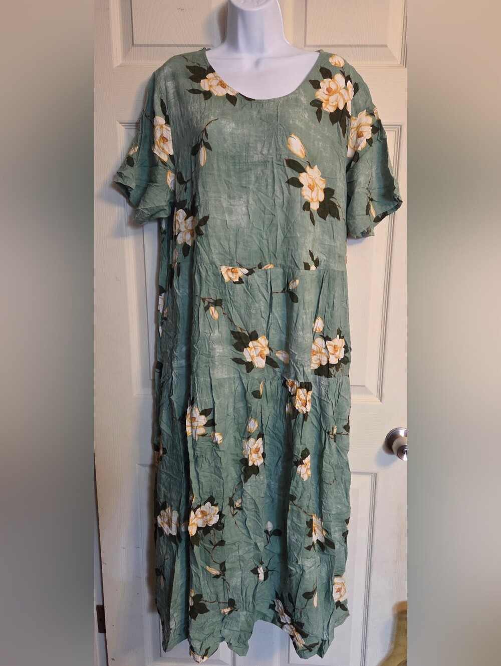 Yesno Floral Green Bohemian Maxi Dress Size 2XL (Flaws)